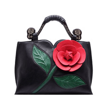 Alice Rose New Classic Leather Brand Handbag With Flowers China Folk Style Lady Shoulder bag Designer Handbags High Quality
