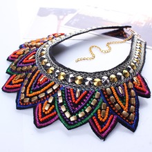 Multicolor Resin Beads Lotus Flower Statement Choker Collar Necklaces Fashion Punk Jewelry N2519