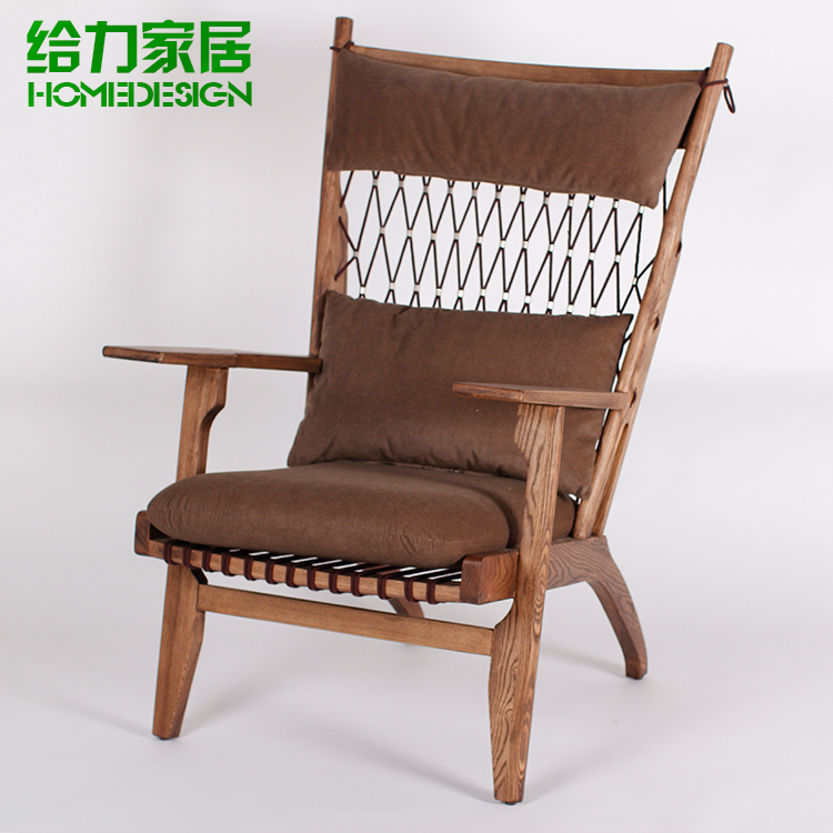Upscale casual rope chair recliner chairs IKEA fashion handmade solid wood sofa chair Specials