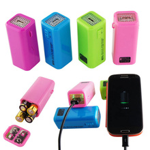 free shipping AA battery portable power bank for android IOS smartphone pad USB port emergency LED light power bank