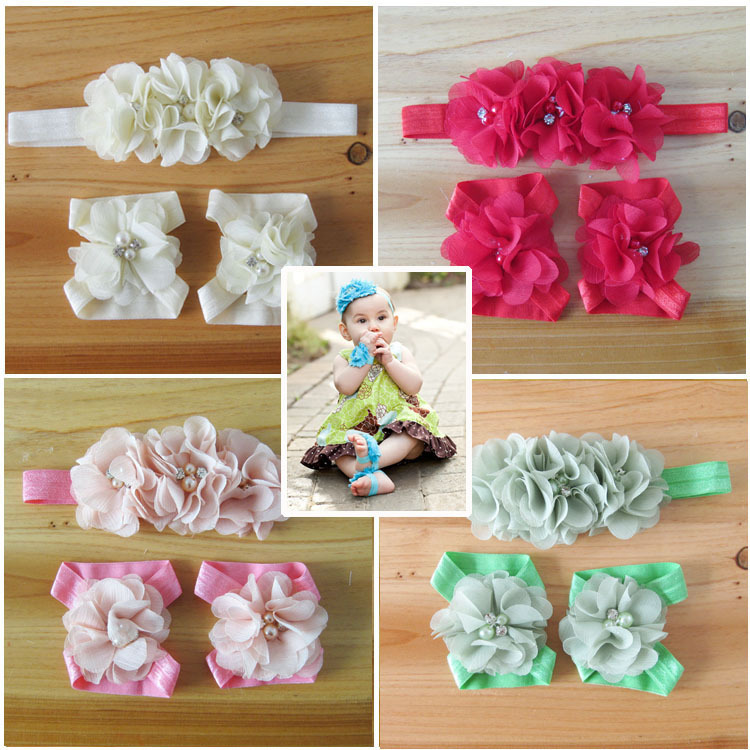 baby girls barefoot sandals and headband sets barefoot sandal shoes ...