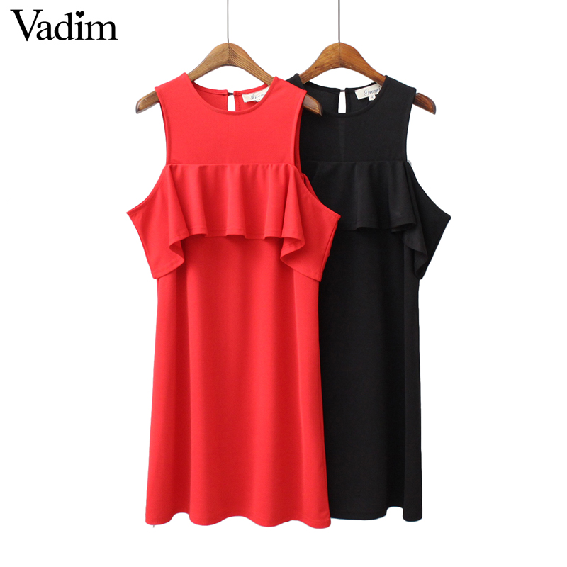 Women Sweet Off Shoulder Ruffles Dress Short Sleeve Ladies Fashion