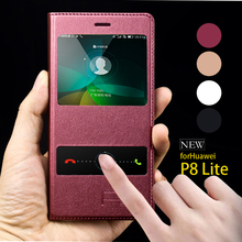 Original Mobile Phone Fundas Huawei P8 Lite Cover Flip Case Leather Smart  Window Magnetic P8 Lite Sleep Protective Shell Skin