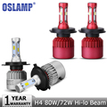 Oslamp H4 LED Car Headlight Bulb 72W 8000lm 80W 9600lm 6500K CREE Chips High Low Beam