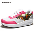 2016 Women Spring Summer Graffiti Breathable Platform Casual Shoes Womens Creepers Walking Shoes Woman Loafers chaussure