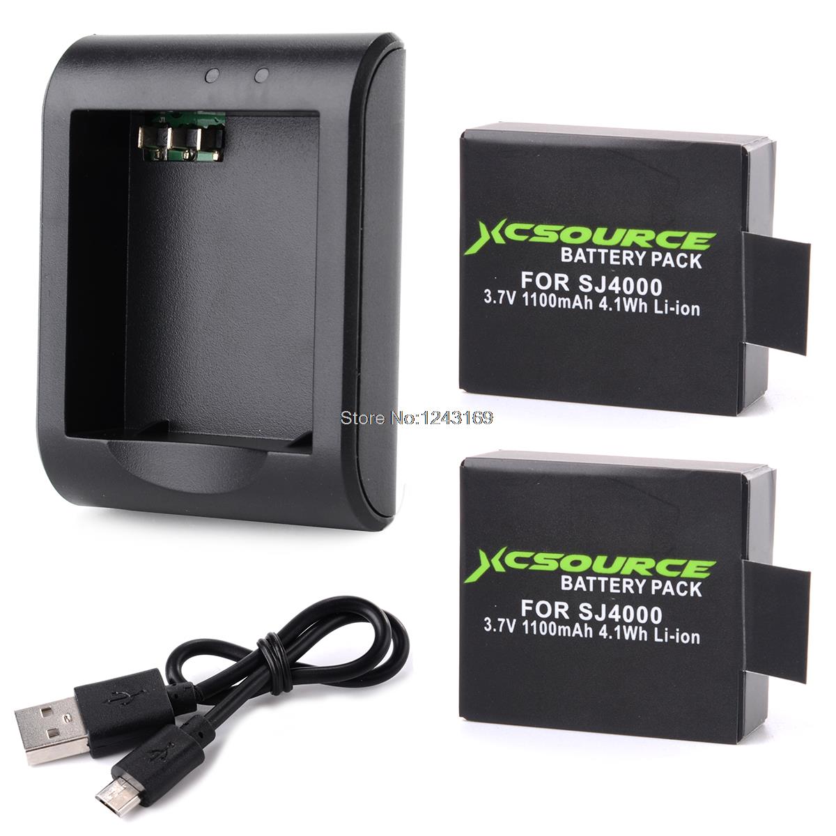 Xcsource Micro USB Charger 2x 1100mAh Lithium Digital Battery For SJ4000 Actiong Sport Camera BC426
