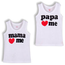 2016 Baby Kids Children Girls Boys Summer Letter Mama/Papa Love Me Print Sleeveless Tops T-shirt Clothes Vest 0-4Y