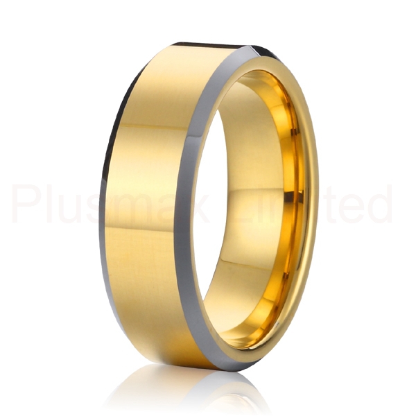 high quality 2015 new classic 18k gold plated and silver health 8mm mens and womens pure titanium wedding band promise rings