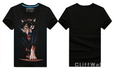 Novelty 3D T Shirt Men Cotton Black Wolf Printed T Shirt Short Sleeve Luminous T shirt