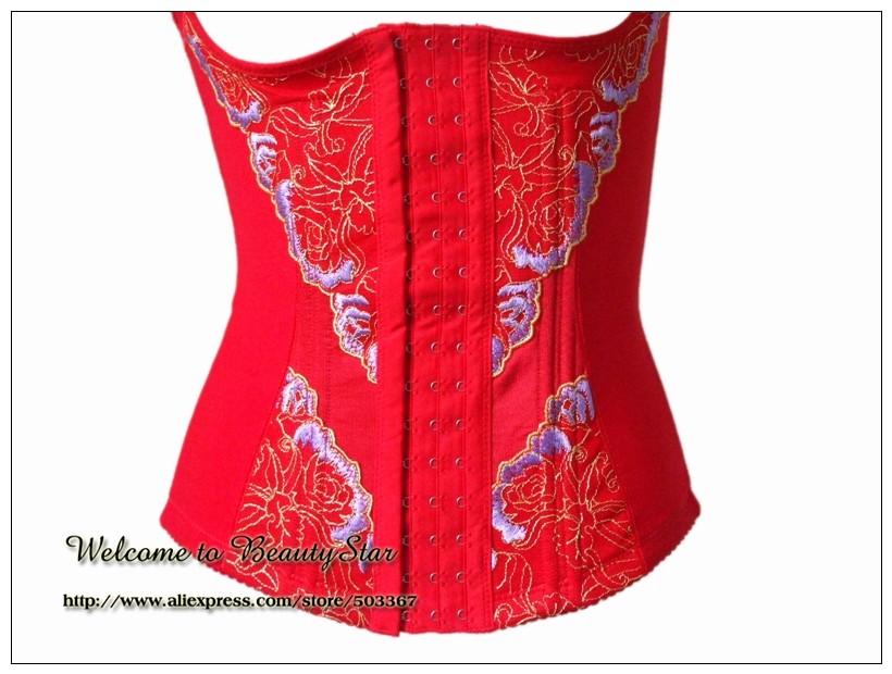 Asian Sz Autumn New Red Underbust Women Intimates Steel boned Body shaper Waist control Firm shapewear Waist shaper Tight Tops (9)