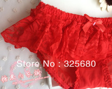 Free shipping Transparent gauze cute sexy female underwear low waist underwear large size multi layered lace