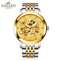 SOLLEN male table Men s Tourbillon luminous automatic mechanical watch steel belt waterproof watch Multifunction Wristwatches