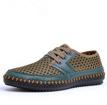 2015 new men s Fashion breathable mesh shoes Casual sneakers Handmade genuine leather shoes sh 5588