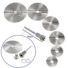 Free Shipping 6PCS HSS Rotary Circular Saw Blades Tool Cutting Discs Mandrel For Dremel Cutoff