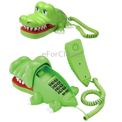 Cute Crocodile Design Telephone Home Phone with Movable Mouth