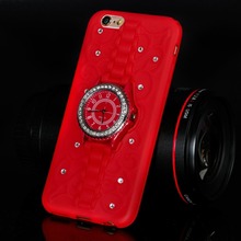 Fashion Shinning Diamond Mechanical Wrist Watch Phone Case for iPhone 6p 6Splus 5 5inch Candy Colors