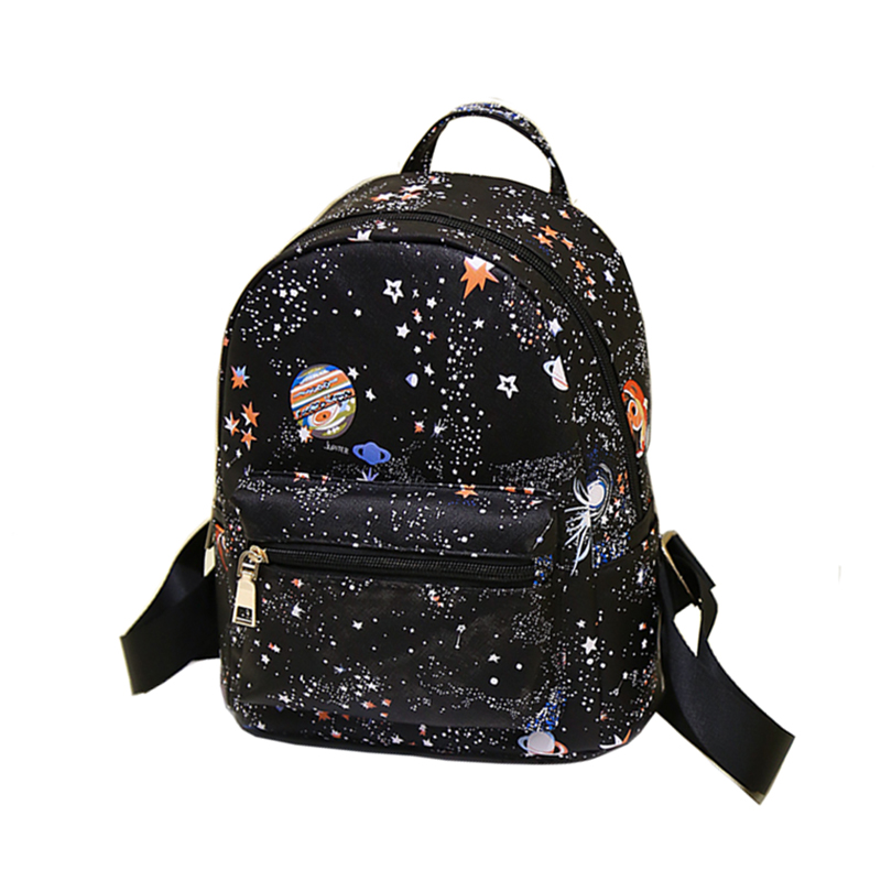 Fashion Star Universe Space Printing Backpack Black School Bags For Teenage Girls Small Backpack ...
