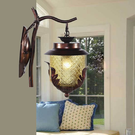 Фотография North American country style retro style new classical Mediterranean pastoral pineapple lamp iron bar wall lamp