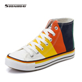 2016 New Women High Upper Platform Canvas Shoes Woman Lace up Mixed Colors Casual Shoes Women