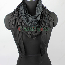 Stylish Elegant Fashion Women s Plush Polka Dot Bump 2 Layer Triangle Scarf Shawl Wrap Lace