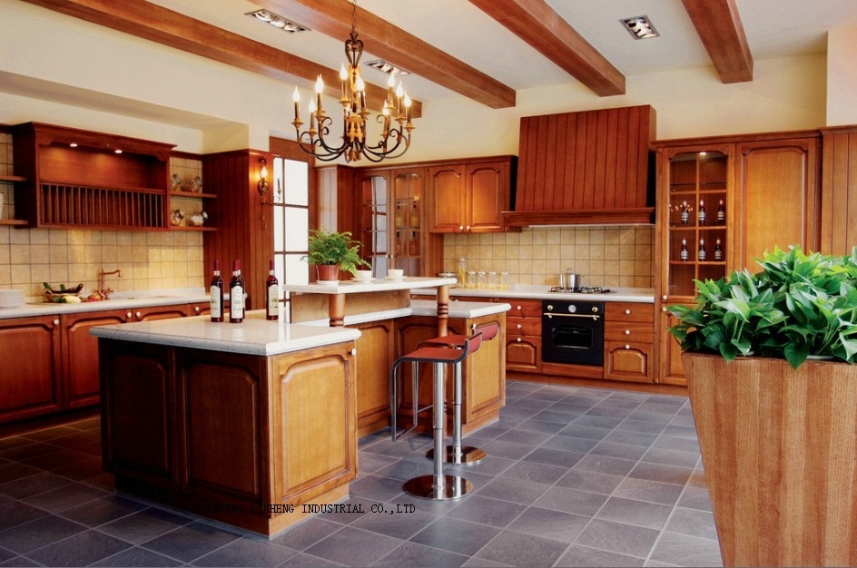 Clásico de madera gabinetes de cocina ( LH SW051 ) en Armarios de