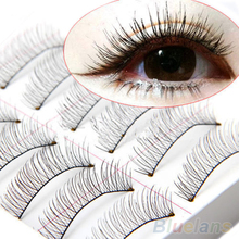 Glamor 10 Pairs Soft Natural Cross Handmade Eye Lashes Makeup Extension False Eyelashes