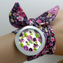 New design Ladies flower cloth wrist watch fashion women dress watch high quality fabric watch sweet