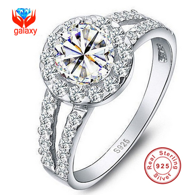 90 OFF 100 925 Sterling Silver Ring 1 Carat Round Synthetic Diamond Zircon Wedding Rings For