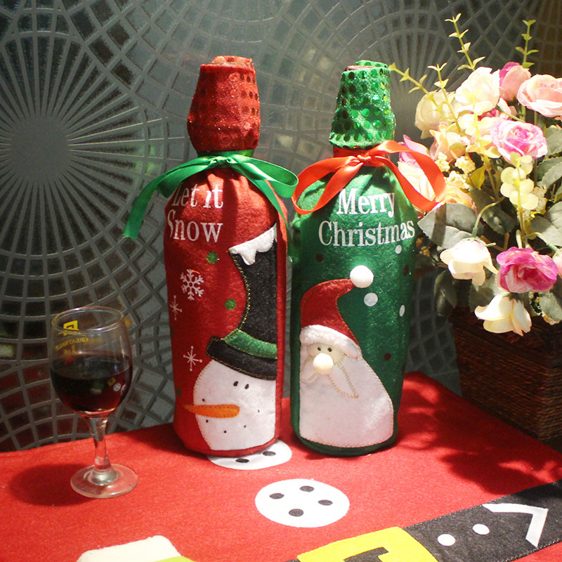 Hot Fashion Christmas Wine Bottle Holder Santa Clause Wine Bag