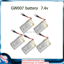 Global Drone 5pcs/lot GW007 battery, rc helicopter spare parts 7.4v 380mah li-po battery quadcopter helicoptero