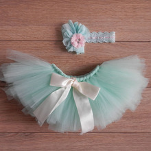 Newborn fotografia baby girls 0-3 months green tutu skirt photo shoot and headwear accessories Newborn props baby photos