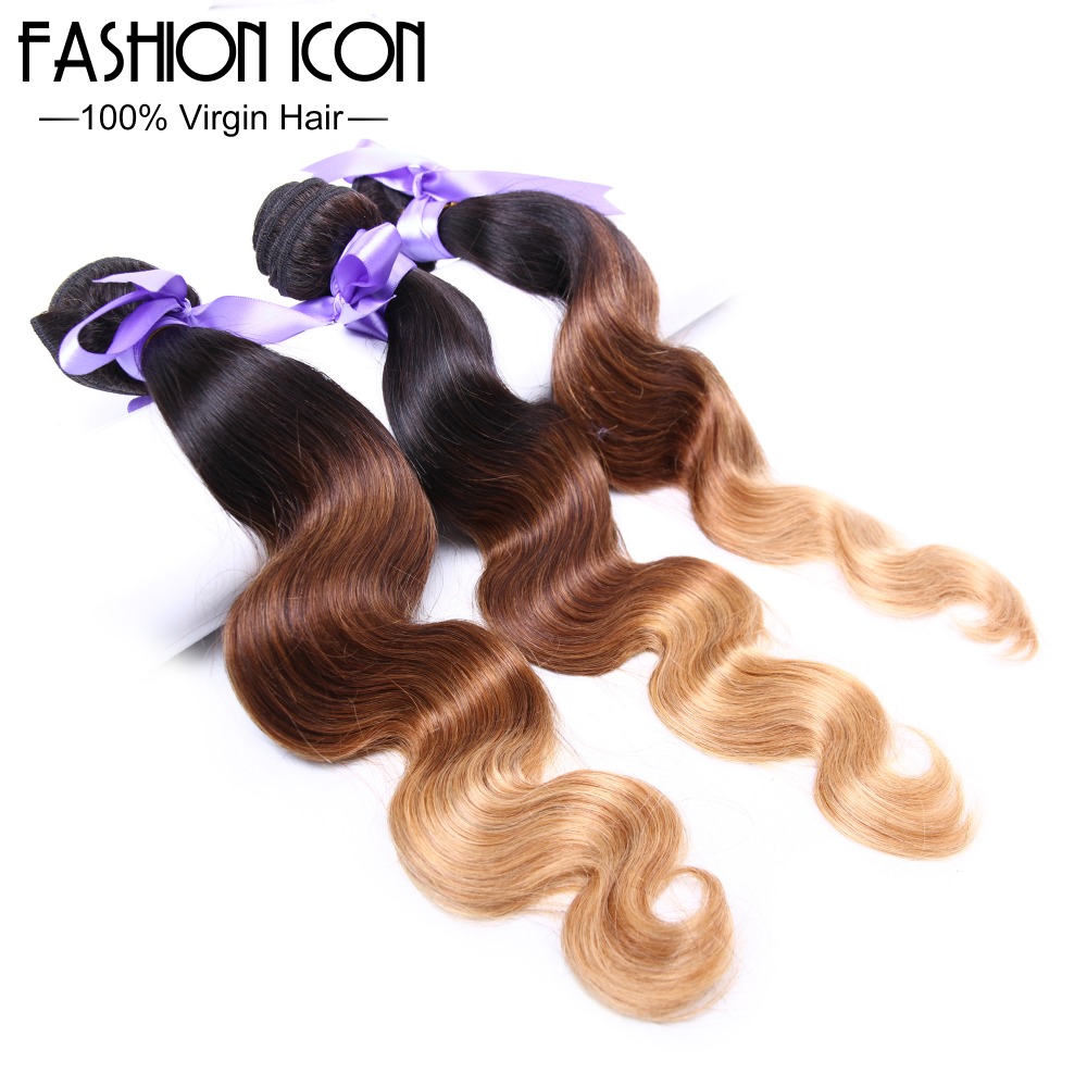 4 Bundles Ombre Human Hair Extensions Peruvian Virgin Hair Ombre Body Wave Three Tone Free Shipping Human Hair Ombre Extensions