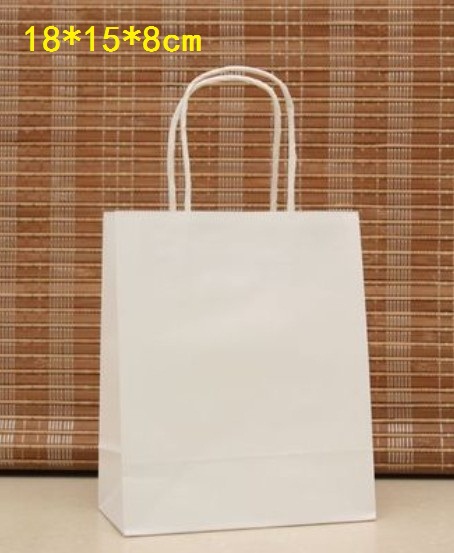 Small bag with paper Elegant White  bags Kraft gift Paper gift size kraft 18x15x8cm gift bags