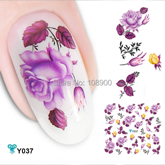 Mixed Color 6 PCS Nail Stickers Beautiful 3D Water Stickers with Fish Flower Design Convenience DIY