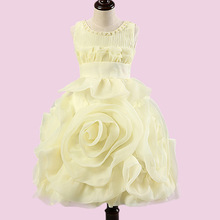 Girls Dress Children s Princess Dresses 3D Roses Three Quarter Wedding Kids Dress for Girl 2016