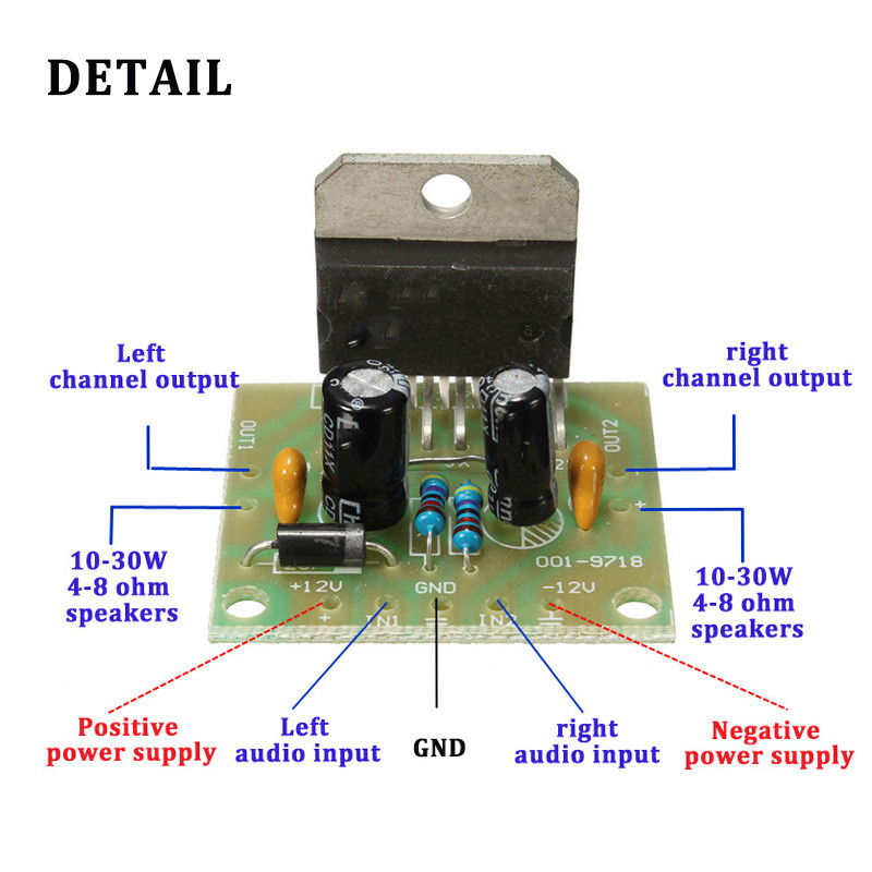 Image result for TDA7297 amplifier board spare parts dc 12v grade 2.0 dual audio encoding 15w electronic diy kit