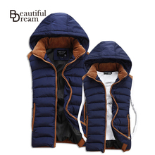 Hot Sale Stars Loves Brand New Arrival Slim Man Vest 2014 Autumn Winters Hooded Cotton Padded Men’s Vests 4 Colors 5 Size