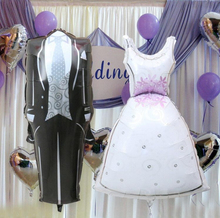 2 unids/par novia y el novio vestido globos de papel de aluminio de boda para fiesta de compromiso globo mylar baloes fiesta de aniversario