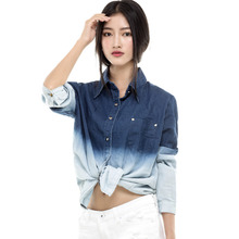 Envío gratis 2014 nueva primavera blusas de manga larga de algodón blusa mujeres ocasionales de calidad superior Loose camiseta mujer Denim mujer #5780(China (Mainland))