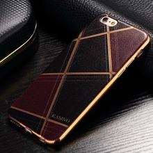 Luxury Business Plating PU CellPhone Cases for iPhone5 5s 6 6s 6plus 7plus Soft Simple Retro Back Cover Shell Case for iphone7