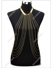 Gold Sexy Body Chain Women Necklaces Pendants Tassel Alloy Punk Long Necklace 2015 New Designer Female