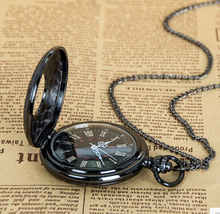 free shipping 2015 New top sale gun black Roman numerals Vintage watch Quartz Pocket Watch With