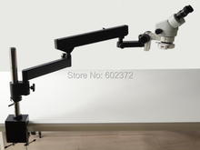 Envío gratis! 3.5X – 90X Binocular brazo articulado pilar Clamp + 144-LED microscopio Zoom estéreo