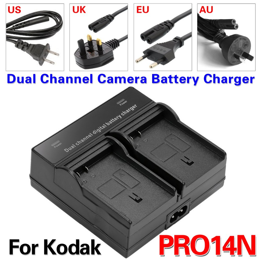 Dual Channel Camera Battery Charger For Kodak DCS Pro 14n PR014N SLR/c
