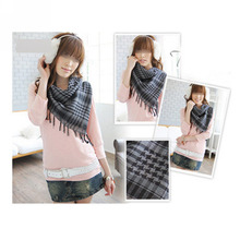 Fashion Black / White Plaid Cotton Women Men Arab Scarf Shawl Shemagh Chequered Warm Supplies For Winter