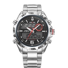 Weide WH-3403 Men ‘ s Casual acero inoxidable analógico y Digital resistente al agua reloj de pulsera – negro + plata