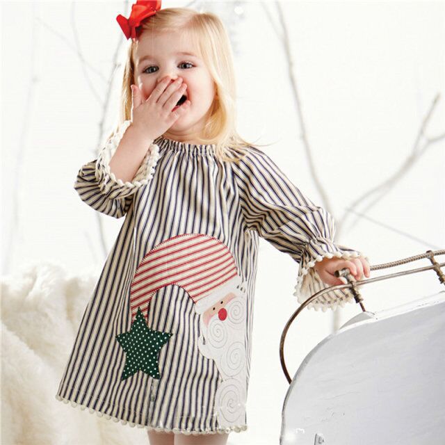 Kids Dress baby girl Princess christmas striped Dress For Party Costume For Girls Dresses Santa Claus Children Clothing
