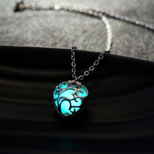 2015 jewelry-Night light Body Heart Hollow out Glow In Dark luminous pendant neckalce for women kids sweet noctilucent gift