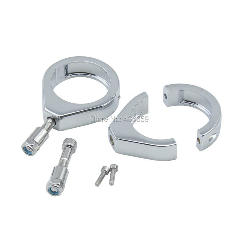Motorcycle 41mm Chrome Turn Signal Relocation Kit Fork Mounts Clamps For Harley Davidson