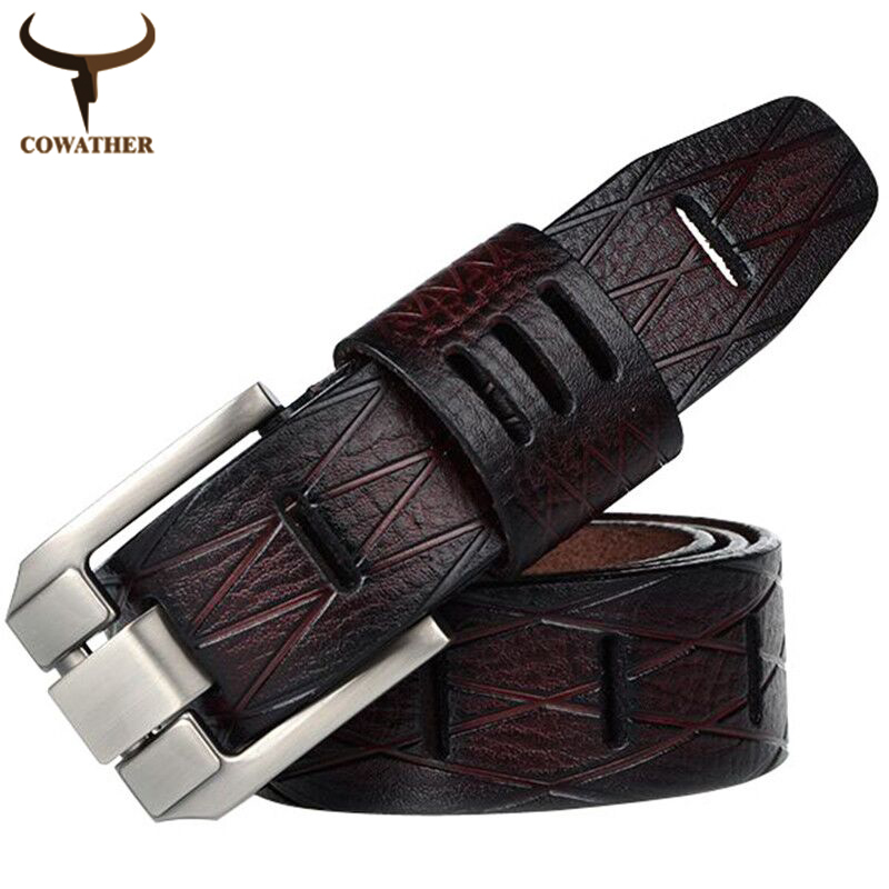  COWATHER 2015 good quality cow genuine luxury leather men belts for men strap male pin